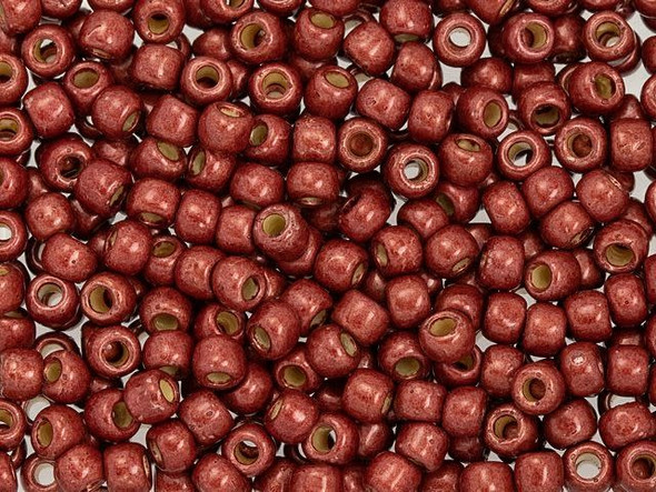 TOHO Glass Seed Bead, Size 6, PermaFinish - Galvanized Matte Burgundy Frost (Tube)