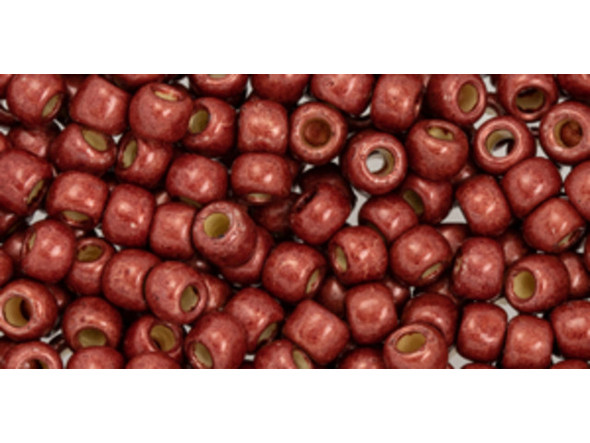 TOHO Glass Seed Bead, Size 6, PermaFinish - Galvanized Matte Burgundy Frost (Tube)