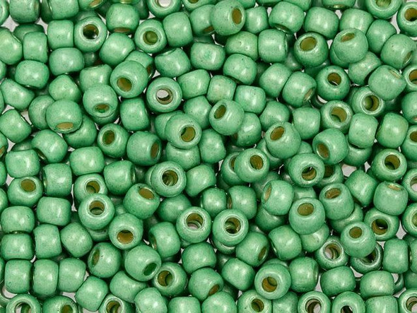 TOHO Glass Seed Bead, Size 6, PermaFinish - Galvanized Matte Mint Green (Tube)