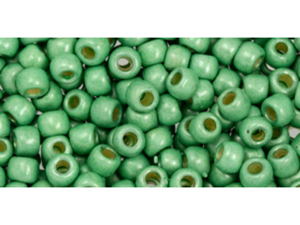 TOHO Glass Seed Bead, Size 6, PermaFinish - Galvanized Matte Mint Green (Tube)