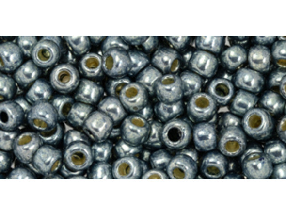 TOHO Glass Seed Bead, Size 6, PermaFinish - Galvanized Blue Slate (Tube)