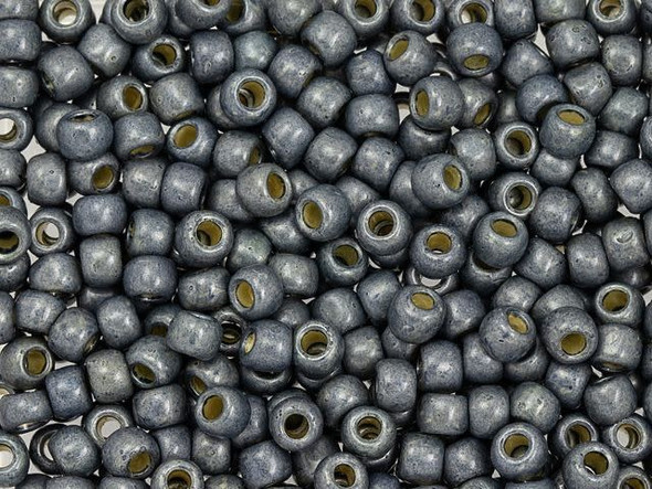 TOHO Glass Seed Bead, Size 6, PermaFinish - Galvanized Matte Blue Slate (Tube)
