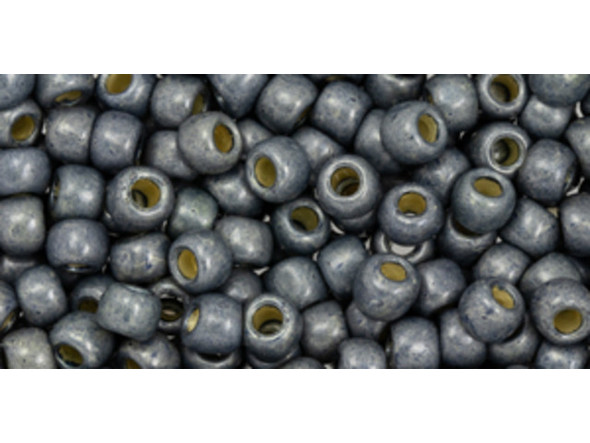 TOHO Glass Seed Bead, Size 6, PermaFinish - Galvanized Matte Blue Slate (Tube)