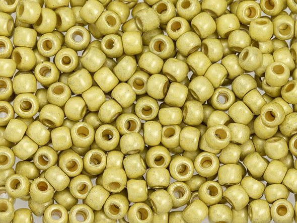 TOHO Glass Seed Bead, Size 6, PermaFinish - Galvanized Matte Yellow Gold (Tube)