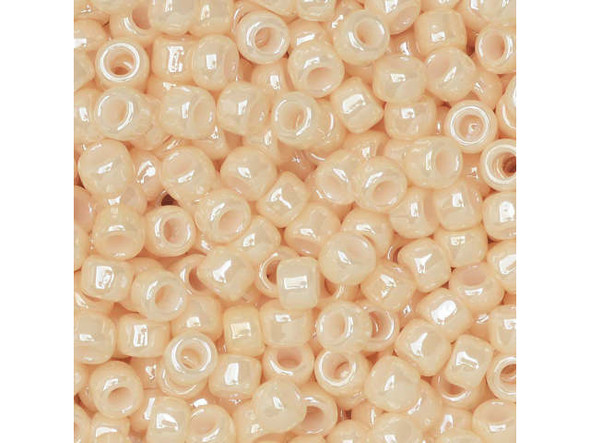 TOHO Glass Seed Bead, Size 8, 3mm, Opaque-Lustered Lt Beige (Tube)
