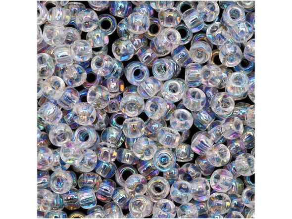 TOHO Glass Seed Bead, Size 8, 3mm, Transparent-Rainbow Crystal (Tube)