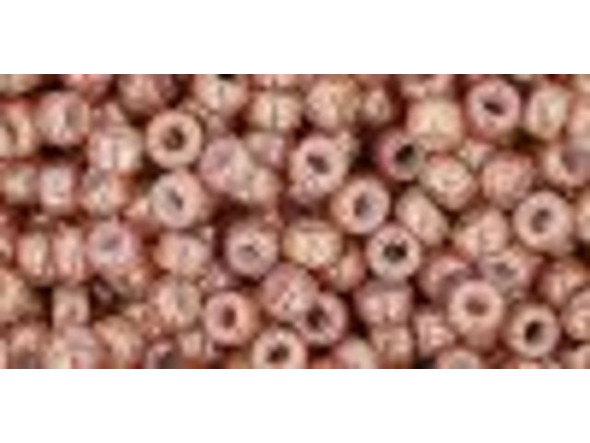 TOHO Glass Seed Bead, Size 8, 3mm, Marbled Opaque Beige/Pink (Tube)