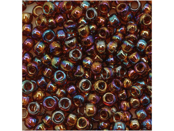 TOHO Glass Seed Bead, Size 8, 3mm, Transparent-Rainbow Smoky Topaz (Tube)