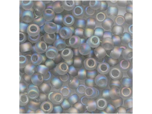 TOHO Glass Seed Bead, Size 8, 3mm, Transparent-Rainbow Frosted Black Diamond (Tube)