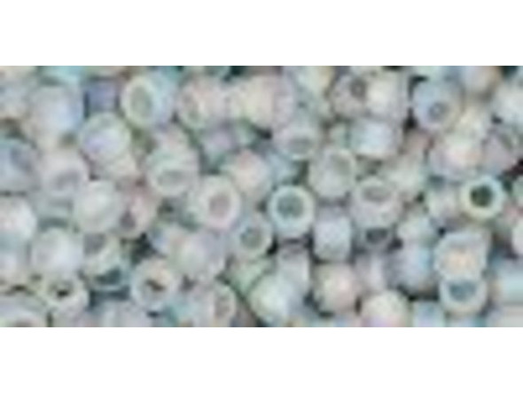 TOHO Glass Seed Bead, Size 8, 3mm, Transparent-Rainbow Frosted Black Diamond (Tube)