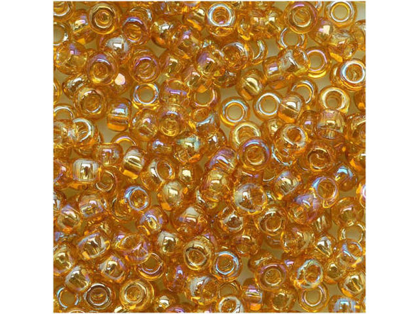 TOHO Glass Seed Bead, Size 8, 3mm, Transparent-Rainbow Med Topaz (Tube)