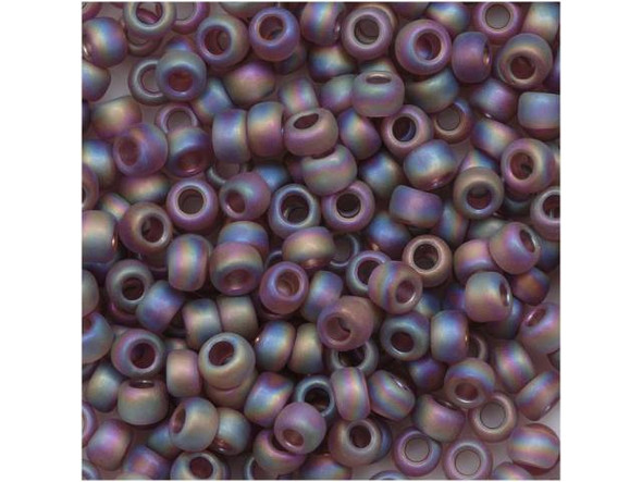 TOHO Glass Seed Bead, Size 8, 3mm, Transparent Rainbow Frosted Med Amethyst (tube)