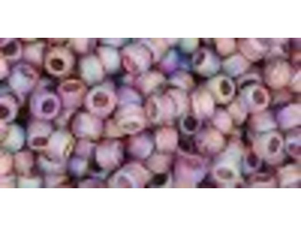 TOHO Glass Seed Bead, Size 8, 3mm, Transparent Rainbow Frosted Med Amethyst (Tube)
