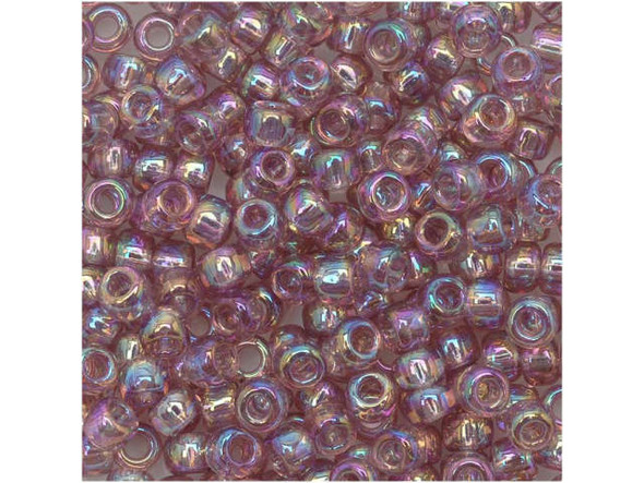 TOHO Glass Seed Bead, Size 8, 3mm, Transparent Rainbow Lt Amethyst (Tube)