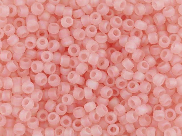 TOHO Glass Seed Bead, Size 8, 3mm, Transparent-Rainbow Frosted Rosaline (Tube)