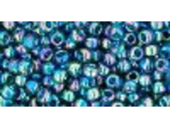 TOHO Glass Seed Bead, Size 8, 3mm, Transparent-Rainbow Teal (Tube)