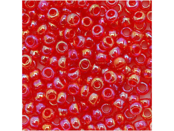 TOHO Glass Seed Bead, Size 8, 3mm, Transparent-Rainbow Siam Ruby (Tube)