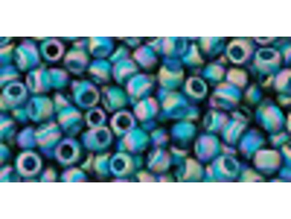 TOHO Glass Seed Bead, Size 8, 3mm, Transparent-Rainbow Frosted Teal (Tube)