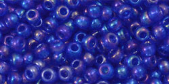 TOHO Glass Seed Bead, Size 8, 3mm, Transparent-Rainbow Sapphire (tube)