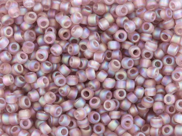 TOHO Glass Seed Bead, Size 8, 3mm, Transparent Rainbow Frosted Lt Amethyst (Tube)