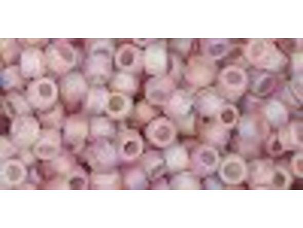 TOHO Glass Seed Bead, Size 8, 3mm, Transparent Rainbow Frosted Lt Amethyst (Tube)