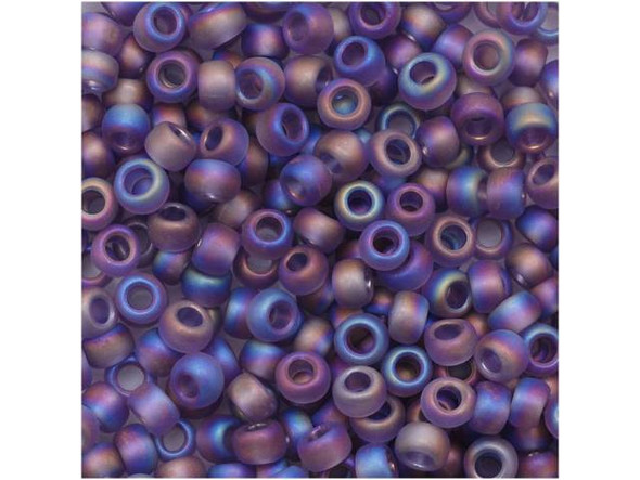 TOHO Glass Seed Bead, Size 8, 3mm, Transparent Rainbow Frosted Lt Tanzanite (Tube)