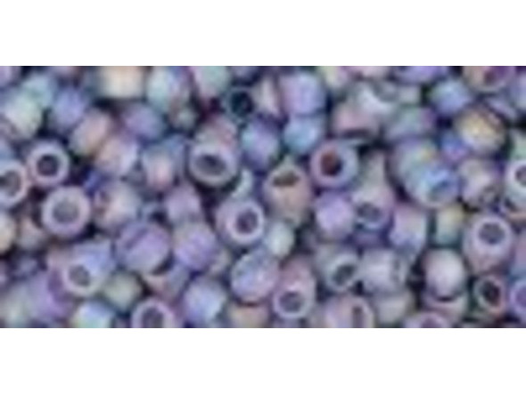 TOHO Glass Seed Bead, Size 8, 3mm, Transparent Rainbow Frosted Lt Tanzanite (Tube)