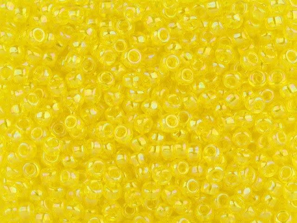 TOHO Glass Seed Bead, Size 8, 3mm, Transparent-Rainbow Lemon (Tube)