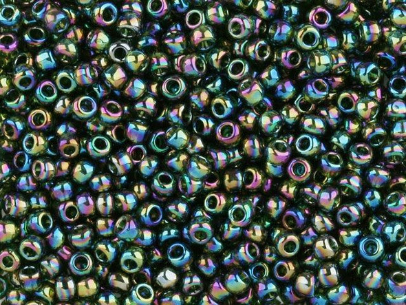 TOHO Glass Seed Bead, Size 8, 3mm, Transparent-Rainbow Olivine (Tube)