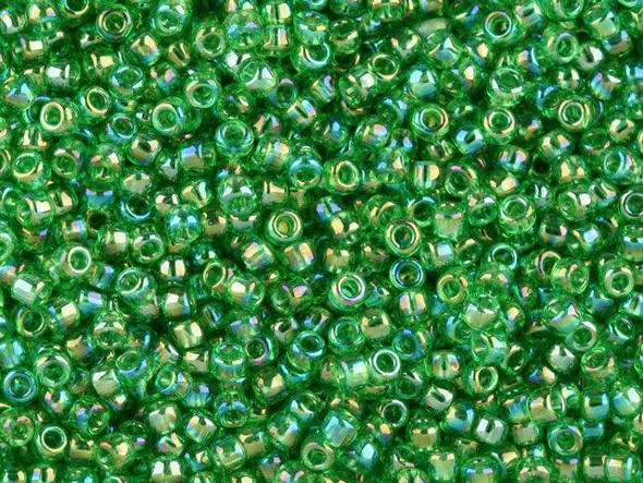 TOHO Glass Seed Bead, Size 8, 3mm, Transparent-Rainbow Peridot (Tube)
