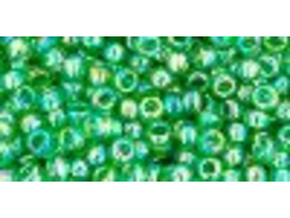 TOHO Glass Seed Bead, Size 8, 3mm, Transparent-Rainbow Peridot (Tube)