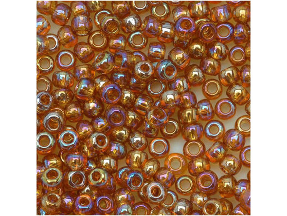 TOHO Glass Seed Bead, Size 8, 3mm, Transparent-Rainbow Topaz (Tube)