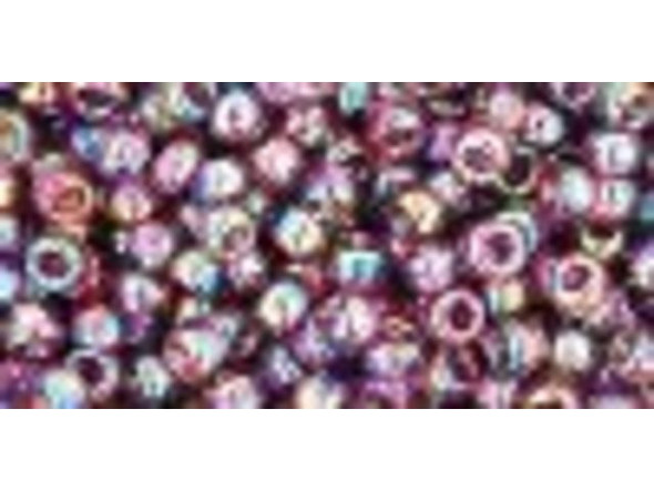 TOHO Glass Seed Bead, Size 8, 3mm, Transparent Rainbow Med Amethyst (Tube)