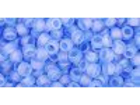 TOHO Glass Seed Bead, Size 8, 3mm, Transparent-Rainbow Frosted Lt Sapphire (Tube)
