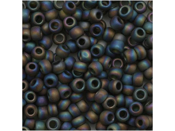 TOHO Glass Seed Bead, Size 8, 3mm, Transparent-Rainbow Frosted Olivine (Tube)