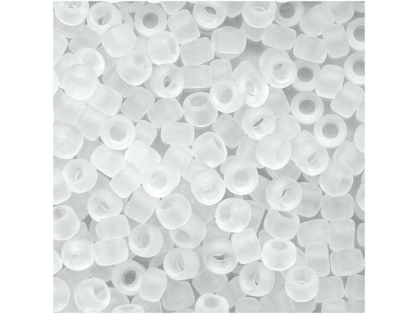 TOHO Glass Seed Bead, Size 8, 3mm, Transparent-Frosted Crystal (Tube)