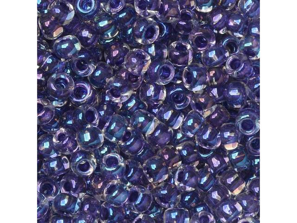 TOHO Glass Seed Bead, Size 8, 3mm, Inside-Color Rainbow Crystal/Tanzanite-Lined (Tube)