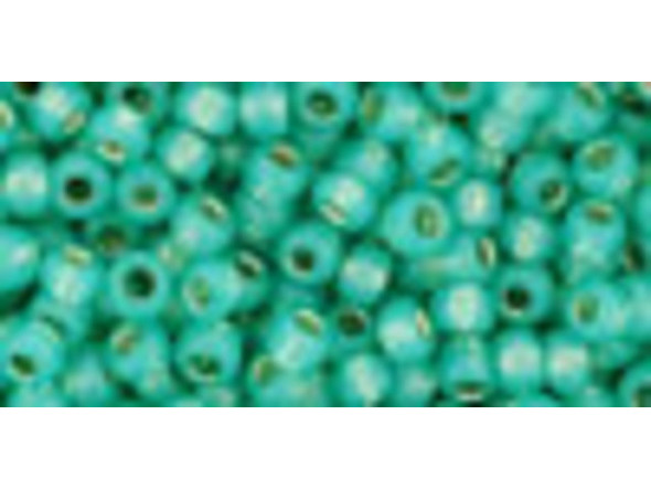 TOHO Glass Seed Bead, Size 8, 3mm, Silver-Lined Milky Dk Peridot (Tube)