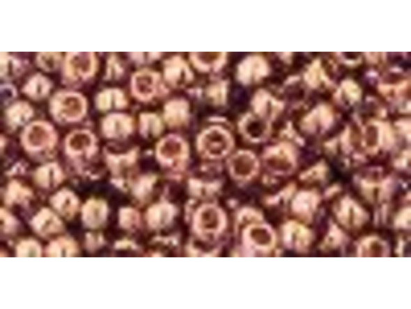 TOHO Glass Seed Bead, Size 8, 3mm, Gold-Lustered Lt Amethyst (Tube)