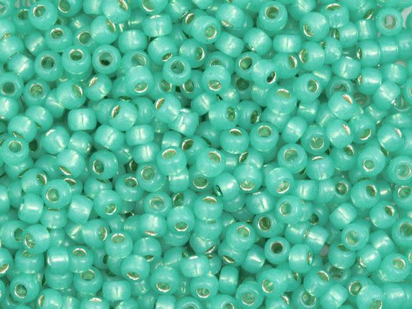 TOHO Glass Seed Bead, Size 8, 3mm, Silver-Lined Milky Teal (Tube)