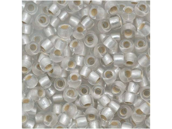 TOHO Glass Seed Bead, Size 8, 3mm, Silver-Lined Frosted Crystal (Tube)