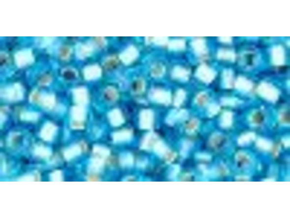 TOHO Glass Seed Bead, Size 8, 3mm, Silver-Lined Frosted Aquamarine (Tube)