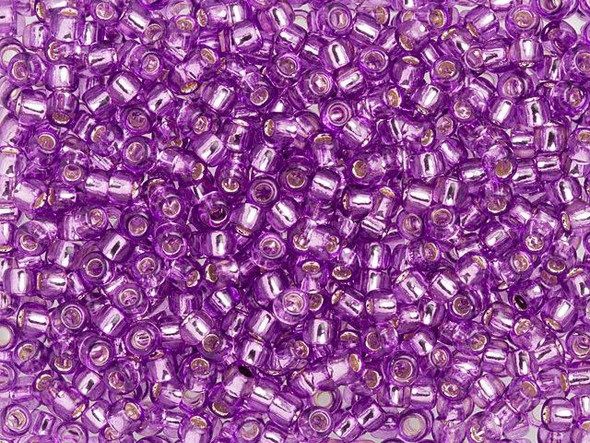 TOHO Glass Seed Bead, Size 8, 3mm, Silver-Lined Lt Grape (Tube)