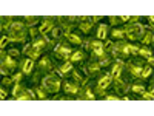 TOHO Glass Seed Bead, Size 8, 3mm, Silver-Lined Lime Green (Tube)