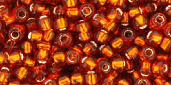 TOHO Glass Seed Bead, Size 8, 3mm, Silver-Lined Burnt Orange (tube)