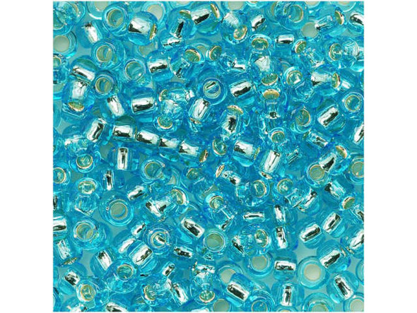 TOHO Glass Seed Bead, Size 8, 3mm, Silver-Lined Aquamarine (Tube)