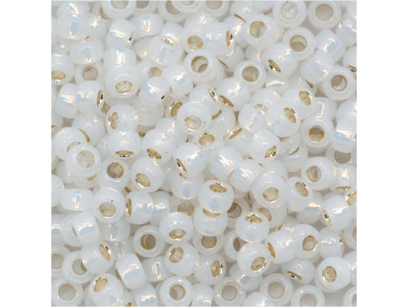 TOHO Glass Seed Bead, Size 8, 3mm, Silver-Lined Milky White (Tube)