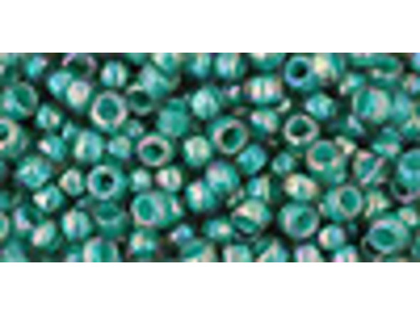 TOHO Glass Seed Bead, Size 8, 3mm, Inside-Color Rainbow Lt Sapphire/Opaque Teal-Lined (Tube)