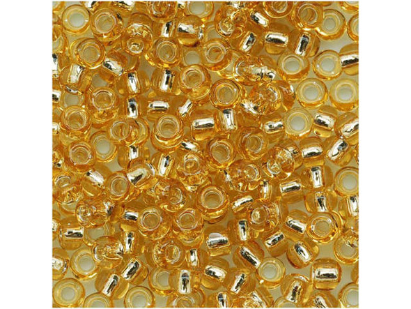 TOHO Glass Seed Bead, Size 8, 3mm, Silver-Lined Lt Topaz (Tube)