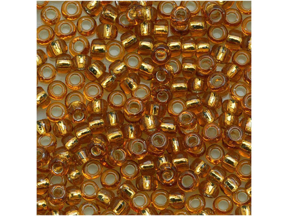 TOHO Glass Seed Bead, Size 8, 3mm, Silver-Lined Topaz (Tube)